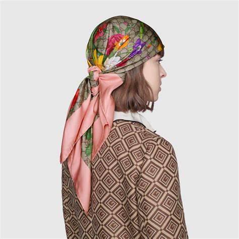 fibbia graffiata gucci|GG Flora print silk scarf in pink .